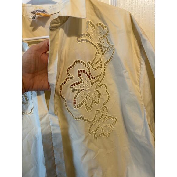 Future Collective XL Short Sleeve Cream Pullover Dress Shirt - Picture 2 of 7